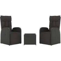 vidaXL 3-tlg. Garten-Lounge-Set Schwarz Poly Rattan & Stahl