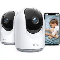 GNCC P1 WLAN Überwachungskamera Innen - 360 ° Schwenkbare Babyphone mit Kamera - WLAN IP Kamera Indoor 1080P mit Nachtsicht - 2er-Pack