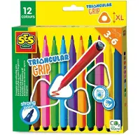 SES Creative 14696 Dreikant Filzstifte - Ergonomische Malstifte für Kinder ab 3 Jahren, 12 Stück(e), Mehrfarbig, 3 Jahr(e), Rundspitze, Karton, Kind