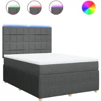 vidaXL Boxspringbett mit Matratze Dunkelgrau 160x200 cm Stoff
