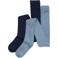 Minymo Strumpfhosen - Wolle - 2er-Pack - Dark Navy - - 140/146 - Strumpfhosen
