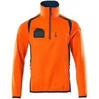 Mascot Herren Fleecepullover mit kurzem Reißverschluss ACCELERATE SAFE Hi-vis Orange / Dunkelpetroleum 4XL - 19303-316-1444-4XL - Hi-vis Orange / Dunkelpetroleum