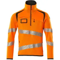 Mascot Herren Strickpullover mit kurzem Reißverschluss ACCELERATE SAFE Hi-vis Orange / Dunkelanthrazit L - 19005-351-1418-L - Hi-vis Orange / Dunkelanthrazit