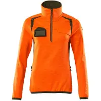Mascot Damen Fleecepullover mit kurzem Reißverschluss ACCELERATE SAFE Hi-vis Orange / Moosgrün 3XL - 19353-316-1433-3XL - Hi-vis Orange / Moosgrün