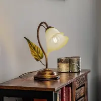 ONLI Tischleuchte Miranda einflammig, bronze , bronze / altmessing, für Wohn- / Esszimmer, Metall, Florentiner, Tischlampe