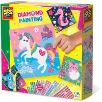SES Creative 14701 Diamanten Mosaike Fröhliche Tiere, Glitzerndes Bastelset für Kinder, Bastelset für Kinder, 3 Jahr(e), Karton, Mehrfarbig