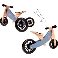 Kinderfeets 2-in-1 Laufrad & Dreirad aus Holz Tiny Tot Plus - Blaugrau