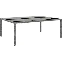 vidaXL Gartentisch 200x150x75 cm Hartglas und Poly Rattan Grau