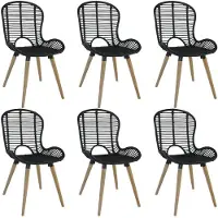 vidaXL Esszimmerstühle 6 Stk. Natur Rattan Schwarz