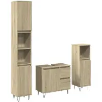 vidaXL 3-tlg. Badmöbel-Set Sonoma-Eiche Holzwerkstoff