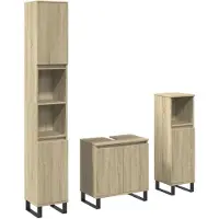 vidaXL 3-tlg. Badmöbel-Set Sonoma-Eiche Holzwerkstoff
