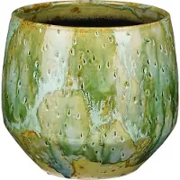 Mica Decorations Übertopf , grün , Keramik , Maße (cm): H: 18 Ø: 20