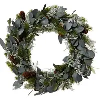 Everlands Künstlicher Tannenkranz 40cm mit Eukalyptus Blättern Zapfen Deko Kranz Winter Weihnachten Weihnachtskranz Türkranz Wandkranz Winterdeko Weihnachtsdeko