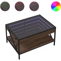 vidaXL Couchtisch mit Infinity-LED Braun Eichen-Optik 70x50x38 cm