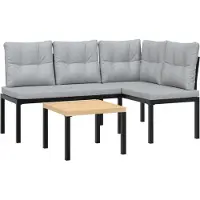 vidaXL Gartenbank-Set 3-tlg. Schwarz Pulverbeschichteter Stahl