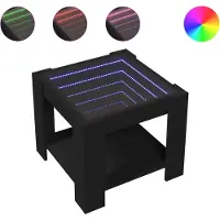 vidaXL LED-Couchtisch Schwarz 53x53x45 cm Holzwerkstoff