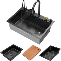 ML-Design Spülbecken aus Edelstahl, Anthrazit, mit ausziehbarem Wasserhahn