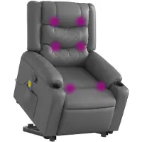 vidaXL Massagesessel mit Aufstehhilfe Grau Kunstleder