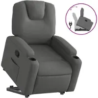 vidaXL Relaxsessel mit Aufstehhilfe Dunkelgrau Stoff