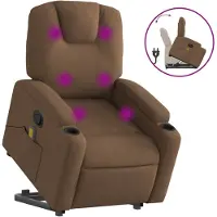 vidaXL Massagesessel mit Aufstehhilfe Braun Stoff