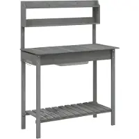 vidaXL Pflanztisch mit Waschbecken 147,5x44x139,5 cm Massivholz Tanne
