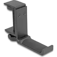 DeLOCK Kopfhörerhalterung verstellbar zur Tischmontage Aluminium schwarz, Kopfhörer-Halterung, Aluminium, Schwarz