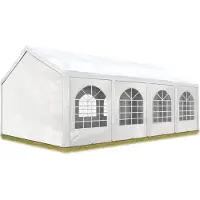 TOOLPORT Hochwertiges Partyzelt 4x8 m Pavillon Zelt PE Plane 450 N Gartenzelt Festzelt Wasserdicht weiß