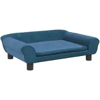 The Living Store Hundebett Blau 70x48x22 cm Samt