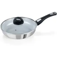 Genius Cerafit Steel Pfanne + Glasdeckel 24cm Bratpfanne alle Herdarten Antihaft; A24664