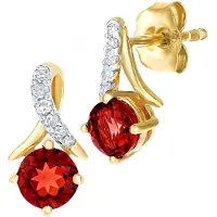 Diamant L'Eternel Ohrringe aus 375 Gelbgold mit 0.7 Karat Diamant mit Granat | Gr.: onesize