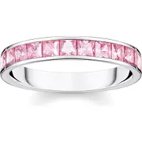 Thomas Sabo Ring mit Pinken Steinen Pavé Silber