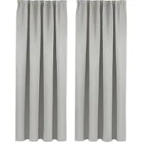 OEM Linnen-Velour-Gordine - 2 Stücke - 100% Polyester - Rollos/Verhängungen - Dunkel & Wärmedämmend - Grau - 135x175cm