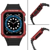 Hurtel Protect Strap Band Band with Case for Apple Watch 7 / SE (41/40 / 38mm) Case Armored Watch Cover Bla