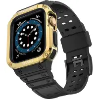 Hurtel Protect Strap Band with Case for Apple Watch 7 / SE (45/44 / 42mm) Case Armored Watch Cover Black