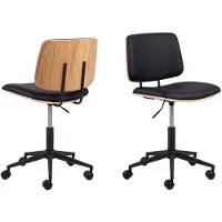 Ebuy24 Actona Owen, Gepolsterter Sitz, Gepolsterte Rückenlehne, Schwarz, Eiche, Schwarz, Eiche, Polyurethan (PU), Eiche, Polyurethan (PU)