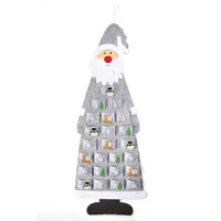 Heitmann DECO Filz-Adventskalender Weihnachtsmann – Adventskalender zum Befüllen und Hängen – Weihnachtsmann grau weiß