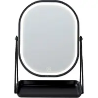 Beliani Schminkspiegel beleuchtet Silber Metall 20 x 22 cm Frisiertisch LED-Spiegel Dekorativ