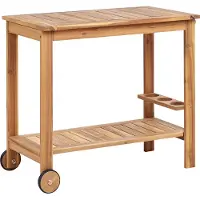 Beliani Teewagen Hellbraun es Akazienholz 47 x 83 cm Leicht Transportierbar mit 2 Rädern 2 Etagen Flaschenhalterung Rechteckig Modern