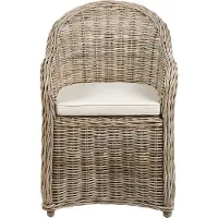 Beliani Gartensessel Natürlich Rattan mit hoher Rückenlehne Auflage Hellbeige Baumwolle Terrasse Balkon Außen Wohnzimmer Gartenzubehör im Retro Stil