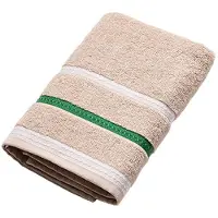 Merkloos - Handtuch 50 x 90 cm, 100 % beige Baumwolle mit neutralen Streifen
