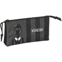 Wednesday Dreifaches Mehrzweck-Etui Schwarz 22 x 12 x 3 cm