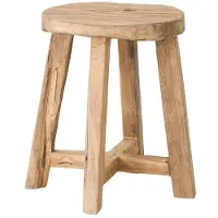 MUST Living Hocker Gio aus recyceltem Teakholz, skandinavisch, rund, natur, für dein Zuhause