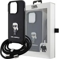 Karl Lagerfeld Klhcp15msakcpsk Iphone 15 Plus14 Plus 6.7 Crossbody Saffiano Pin Karl&choupette Handyhülle