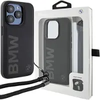 BMW Bmhcp15x23rmrlk Iphone 15 Pro Max 6.7 Signature Leather Wordmark Cord Handyhülle