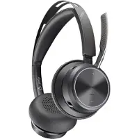 Poly Voyager Focus 2 USB-C-C Headset +USB-C/A-Adapter +Ladestation, Kabellos, Business/Everyday, 175 g, Kopfhörer, Schwarz