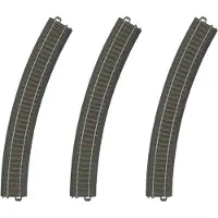 Märklin C-rails 30 Grad gebogen mit Schotterbett H0 3-teilig