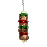 HD Collection Christbaumschmuck 12,7cm Glas Schaschlikspieß Figur Handbemalt & mit Glitzer Weihnachtsbaum Anhänger Weihnachten Weihnachtsbaumschmuck Essen Barbecue
