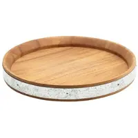 Genware Akazienholz Servierbrett Mit Zinkband 24cm