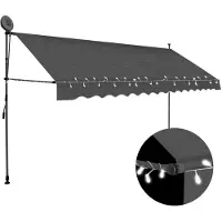 vidaXL Einziehbare Markise Handbetrieben mit LED 400 cm Anthrazit
