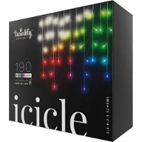 Twinkly Icicle, 190 Lampen, LED, Blau, Grün, Rot, Weiß, Drinnen/Draußen, Schwarz, Weiß, AC